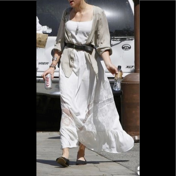 Topshop Dresses & Skirts - Topshop White Maxi Dress with Lace Insets